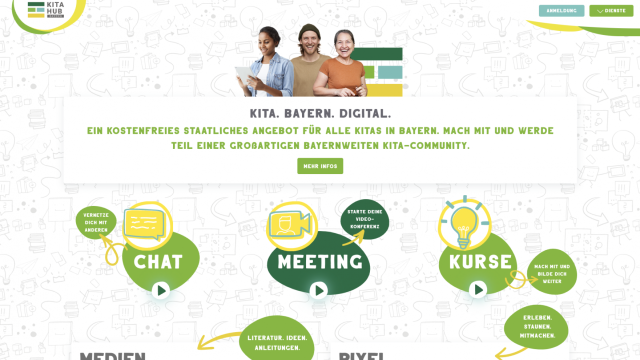 Die Landing Page des KITA HUB Bayern - Stand Mai 2023