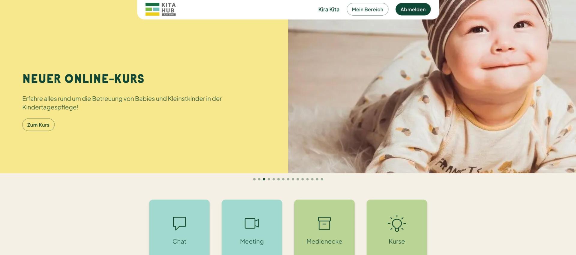Die Landing Page des KITA HUB Bayern